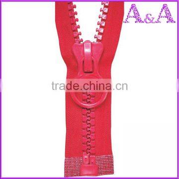 hot-selling apparel large slider plastic zipper O/E with large slider plastic zipper or zip