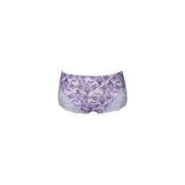 Ladies Satin Hi - Cut Brief Plus Size Panties with High waist , Floral Pattern