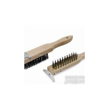 Black Steel Bristle Wooden Handle Wire Brush