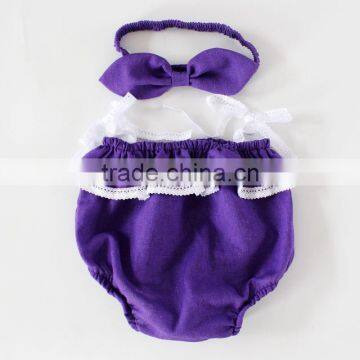 Off Shoulder Blank Romper Baby Newborn Linen Clothes M7061303 photo-4