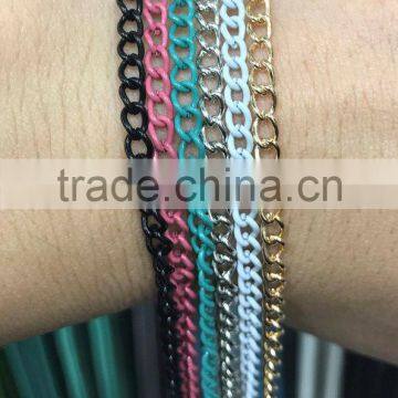 Various Colors 1.2 meters Long Plain Chain Jewelry Colored Metal Curb Connected Chain Jewellery Accessories