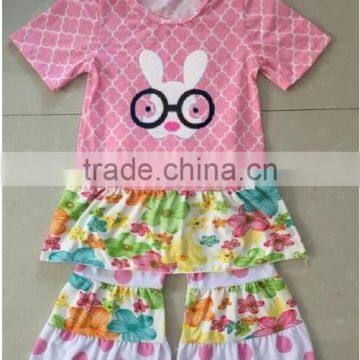 New arrival 2017 baby girls easter bunny summer outfits matching sets ,easter kids outfits boutique remakes