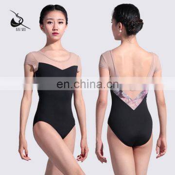 117141040 Division Half sleeve Printing Spandex Elegant Ballet Leotards