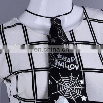 Halloween Black Ghost Spiderweb Print Funny Tie photo-2