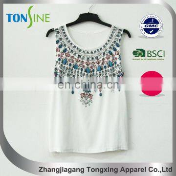 Girls Shirt With no Sleeve Gem Decorate Fashion photo-3