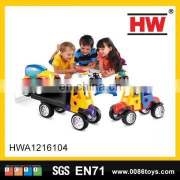 Smart kids car builders window trailer and recovery vehicle magnetic blocks