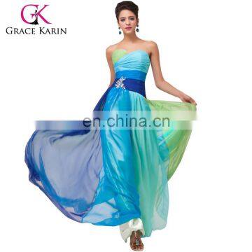 Grace Karin Elegant Design Ombre Strapless Sweetheart Chiffon Long Plus Size Prom Dress CL6069-1#