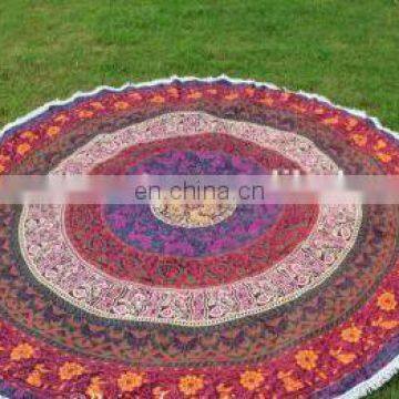 Mandala Round Hippie Beach Throw Roundie Yoga Mat Indian Beach Towel Pompom Roundie Tapestry