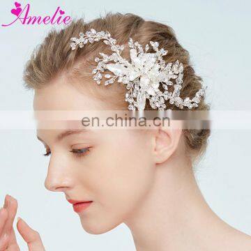 Amelie Handmade Wedding Headpiece Prom Halo Delicate Crystal Marquise Hair Clip Bridal Hair Ornaments Hair Jewelry Decoration