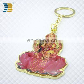 3D Indian lady custom painted gold plating keychain