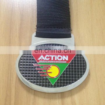 Factory direct sale silver plating award cheap medal with black ribbons