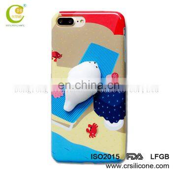 Fashion Cute Squishy Phone Case 3D Soft TPR Squishy Cat TPU Back Phone Case for iPhone 7