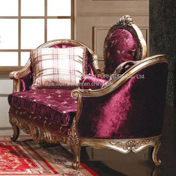OE-FASHION Factory Price Gold Wooden Frame Classic Red Velvet Sofas photo-4