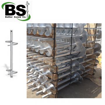 Galvanized square bar steel pile with helical plates