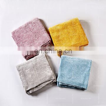 Wholesale Summer Soft Custom Polyester Baby Knitted Throw Blanket Soft Chenille Throw Blanket