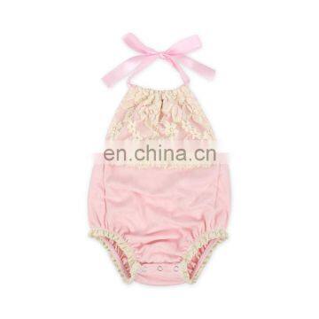 Baby Girl Soft Beige Lace Clothes Breathable Style Cotton Newborn Girls Romper photo-5
