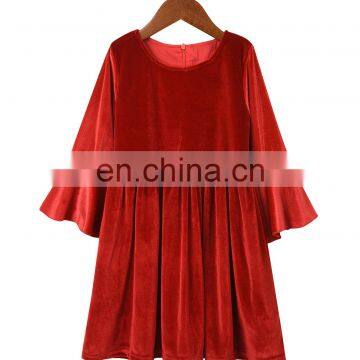 RTS Bell Sleeve Dress Christmas Dress Girls Velvet Dress photo-2