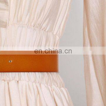 TWOTWINSTYLE Sexy Dress For Women V Neck Lantern Long Sleeve High Waist Midi Patchwork Elegant photo-5