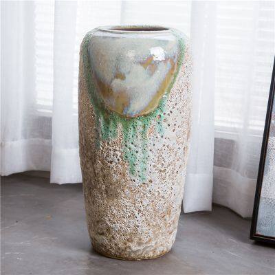 Jindezhen Countryside Style Hand Made Big Floor Ceramic Vase For Coffee Shop Meeting Room photo-2