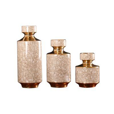 Agate Red Gild Gold Light Luxury Hand Made Ceramic Dry Flower Vase For Bedroom Decor photo-5