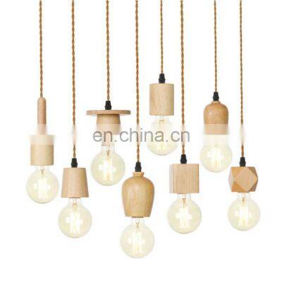 Nordic Wooden Pendant Lamp E27 Mini Size Decorative Pendant Lighting For Bar Room