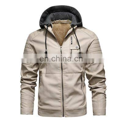 New year sale boxing day sale PU leather hoodie jacket winter coat for men fashion clothes for male plus size