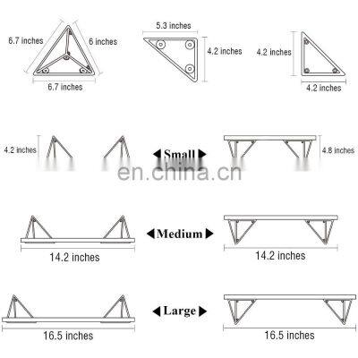 Floating Mounted Set of 3 Rustic Wood Wall Shelves for Living Room photo-5