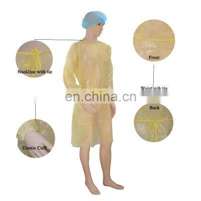 Yellow Gown Medical Hospital Isolation Gowns with cuff