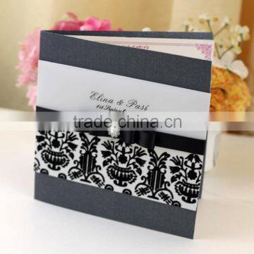 2016 Western Style Premium Luxury Velvet Flocked Wedding Invitation photo-2