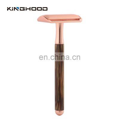 Double Edge Safety Razor with Long Natural Bamboo Handle High Quality