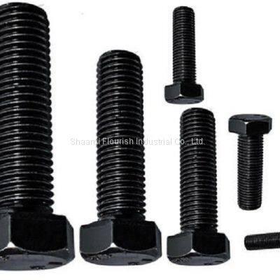 Black Plating Carbon Steel Hex Head Bolt Full / Partial Thread Type Optional