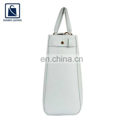 Hot Selling Gold Fittings Fashion Style Zip Closure Type Luxury Genuine Leather Handbag for Women