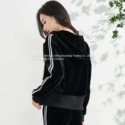 Spring And Autumn Gold Velvet Suit Female Middle-Aged And Elderly Women's Sportswear Loose And Western Style Two-Piece Suit photo-2
