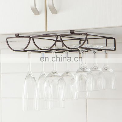 Hot Sale Wine Glass Holder Stemware Rack Under Cabinet Metal Hanger Storage Shelf Wine Glass Rack