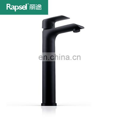 Hot and cold  high straight bathroom stainless steel matte black faucets mixers taps basin