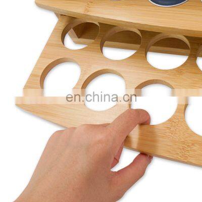Natural Coffee Pod Holder Bamboo Coffee Stand 2-Tier Bamboo Drawer For Counter Sliding Capsule Drawers photo-5
