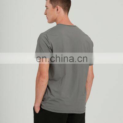 Quick Dry Sweat-wicking Plus Size Short Sleeve T-shirt Gym Fitness Men's Casual Gym Fitness Sports Wear Clothing Solid Basic Tee photo-5