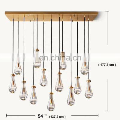 Modern Industrial Rain Drop Pendant Light Chandelier With Unique Glass Shade For Kitchen Island Living Room Bedroom Dining Room
