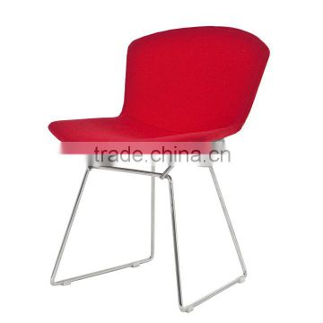 chrome finish elegant Bertoia style steel wire chair, bertoia wire coffee chair, bertoia wire side chair with fabric cushion