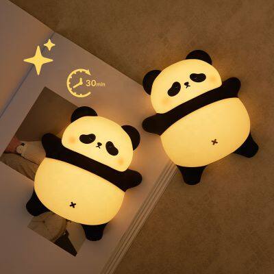 Hot sale Bedroom Soft Light Sleeping Bedside Lamp Silicone Pat Pat Lamp Mobile Phone Holder Children Panda Night Light