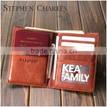 Bifold travel passport holder leather / leather passport case