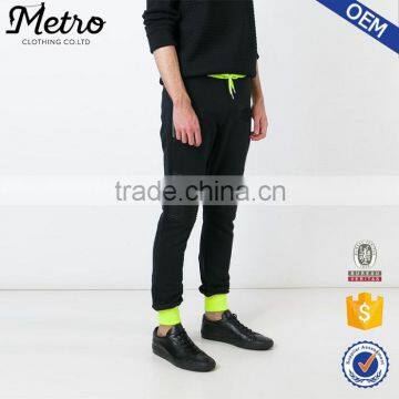 New fashion two tone color block men jogger pants with different color pants leg