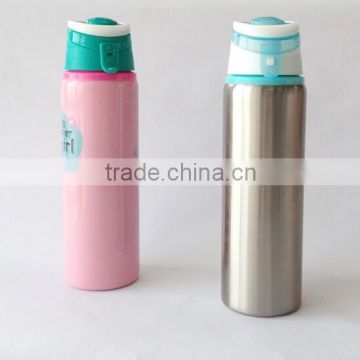 Eco-Friendly stainless steel hot and cold sports water bottle with plastic lid