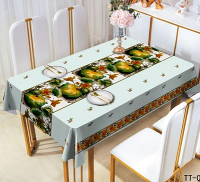Lovely Pumpkin Pattern PVC Tablecloth, Waterproof, Oil-proof, Easy to Clean, Perfect for Home Dining and Festive Decoration