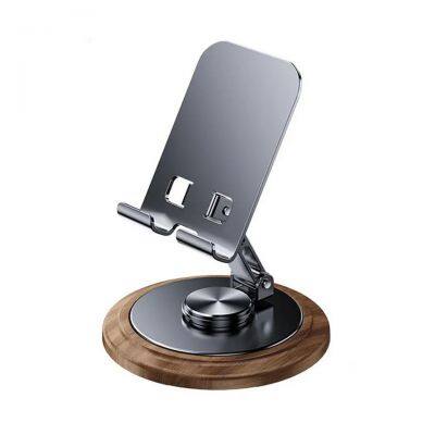 Premium Metal Phone Stand With Wooden Base photo-3