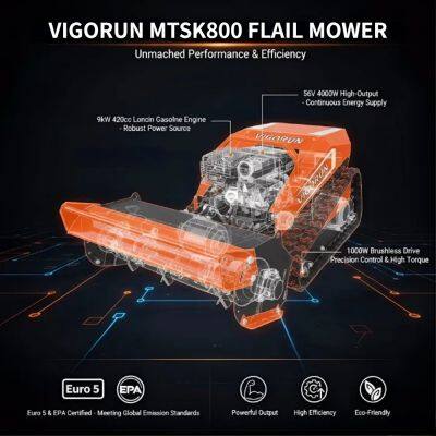 Vigorun MTSK800 RC Crawler Mulcher With Servo Drive & Auto Self-Locking System for Safe 40° Slope Mowing on Sale