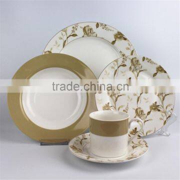 broadside round new bone china white glazed flower pattern decorated price competitive Hebei factory 20PCS dinnerware set