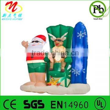 Inflatable Christmas animated Santa with reindeer