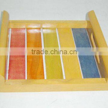 Multi color steam beach wood decorative serving tray