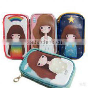 Wholesale creative cartoon colourful pencil bag korea stationary bag